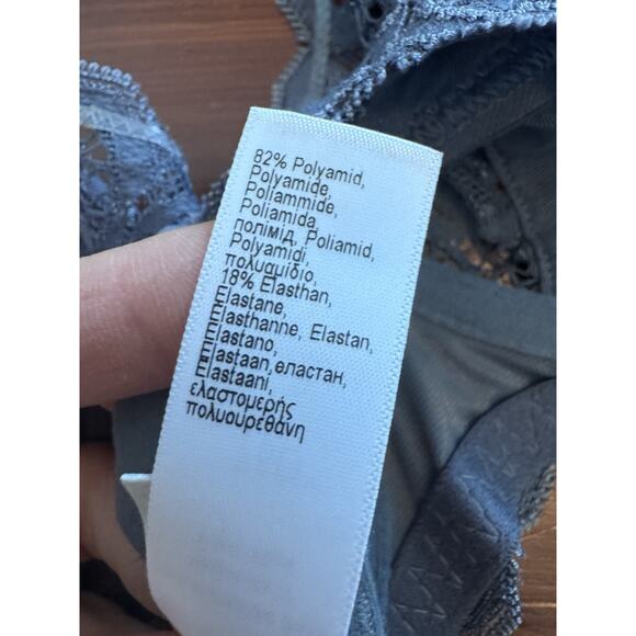 Hanro Moments 1467 Underwire Bra Size 34D pigeon Blue/gray NWT $160 - Picture 9 of 12